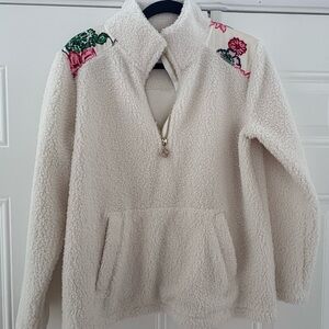 Lilly Pulitzer Cream Teddy Jacket with Pink Floral Details